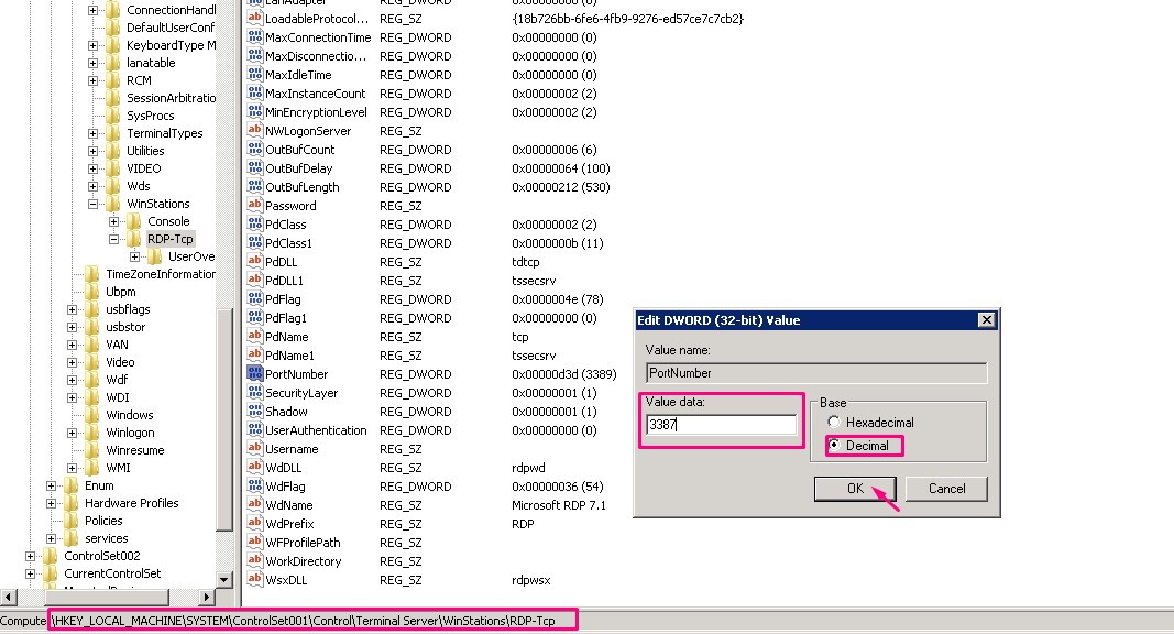steps to change RDP port