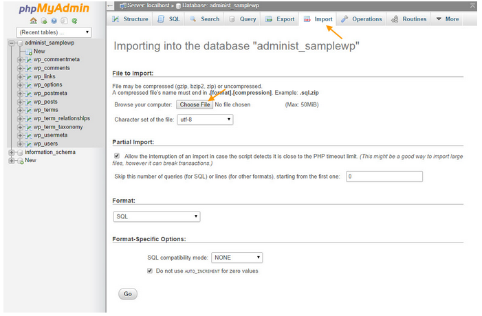 Restore MySQL Database